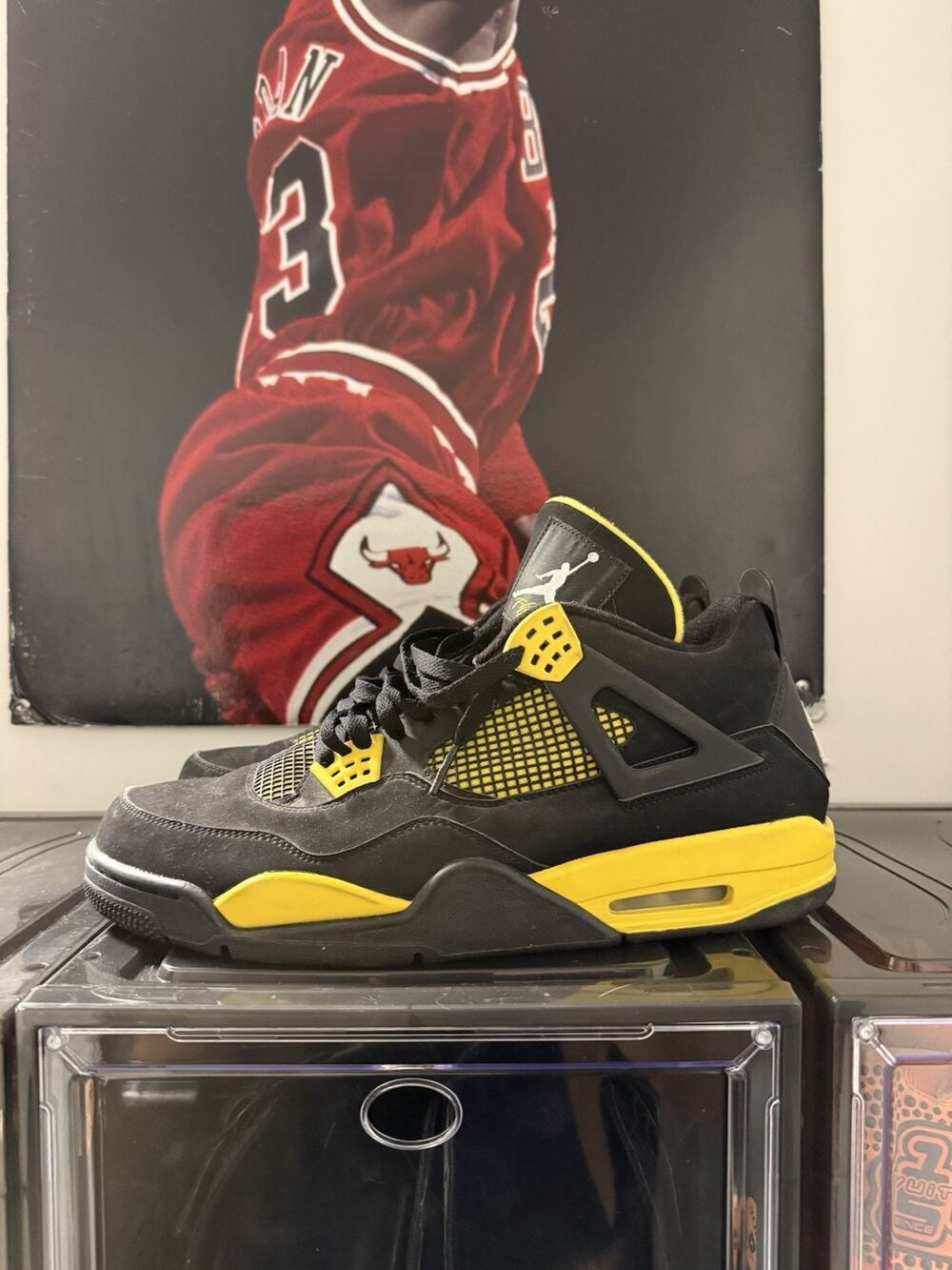 Air Jordan 4 Retro Thunder 2012 Size 14 Black Yellow 308497-008 Authentic